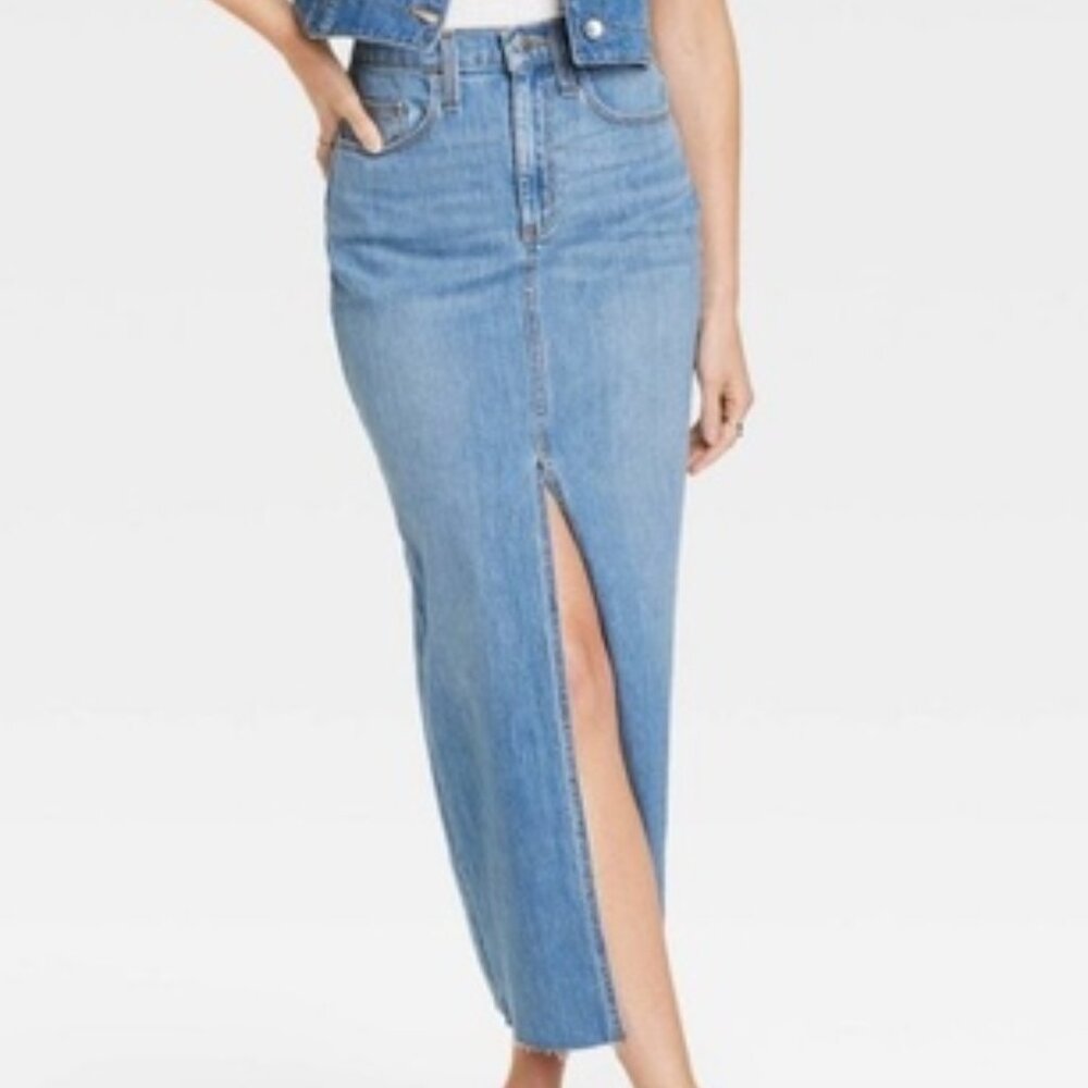 (NWT) Universal Thread Women's High-Rise Denim Maxi Skir - Picture 2 of 10